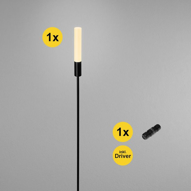 DLS Lighting Pisa LED-Spießleuchte in Schwarz mit warmweißem Licht (3000K) inklusive Verteilerdose und Treiber - Bild 1