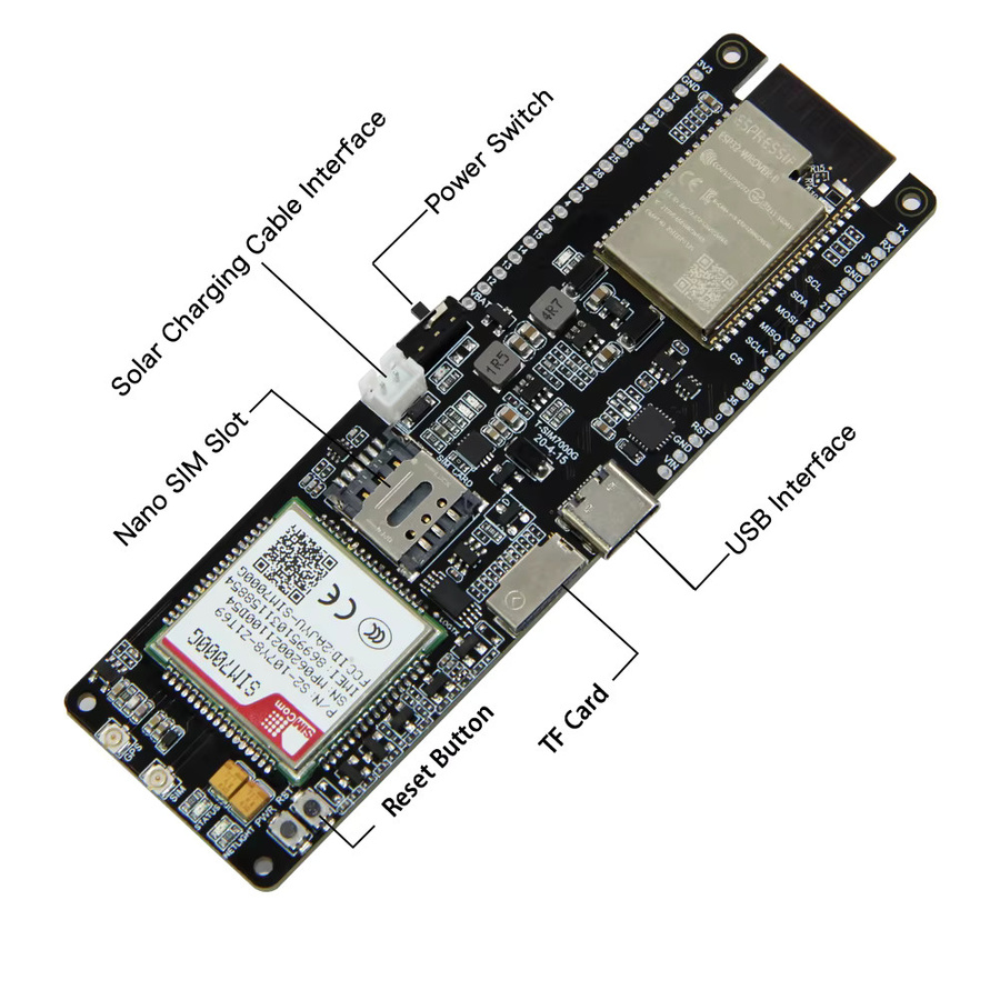 LILYGO TTGO T-SIM7000G ESP32 Entwicklungsboard mit WiFi, Bluetooth, GPS und SIM7000G Modul in Schwarz - Bild 5