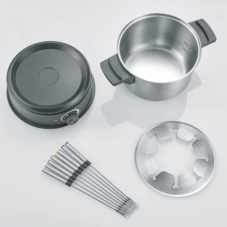 Severin Fondue-Set FO 2470 in Edelstahl und Schwarz mit 1500W und 8 Fonduegabeln - Bild 2
