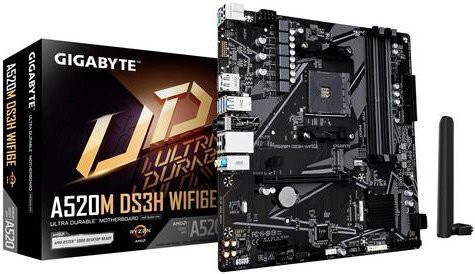 Gigabyte A520M DS3H WiFi6E Mainboard AMD AM4 Sockel Micro-ATX Schwarz - Bild 1