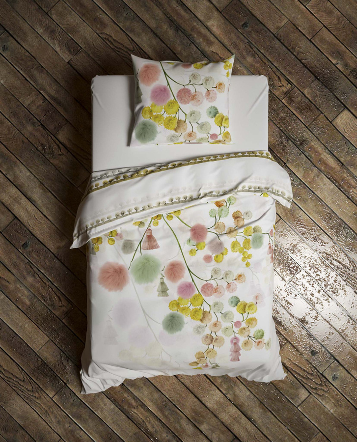 Heckett & Lane Cotton Bettwäsche Daniel Multi Bunt mit Streifen, Bommeln und Quasten, B/H: 135 x 200 cm mit Kissenbezug 80 x 80 cm - Bild 1