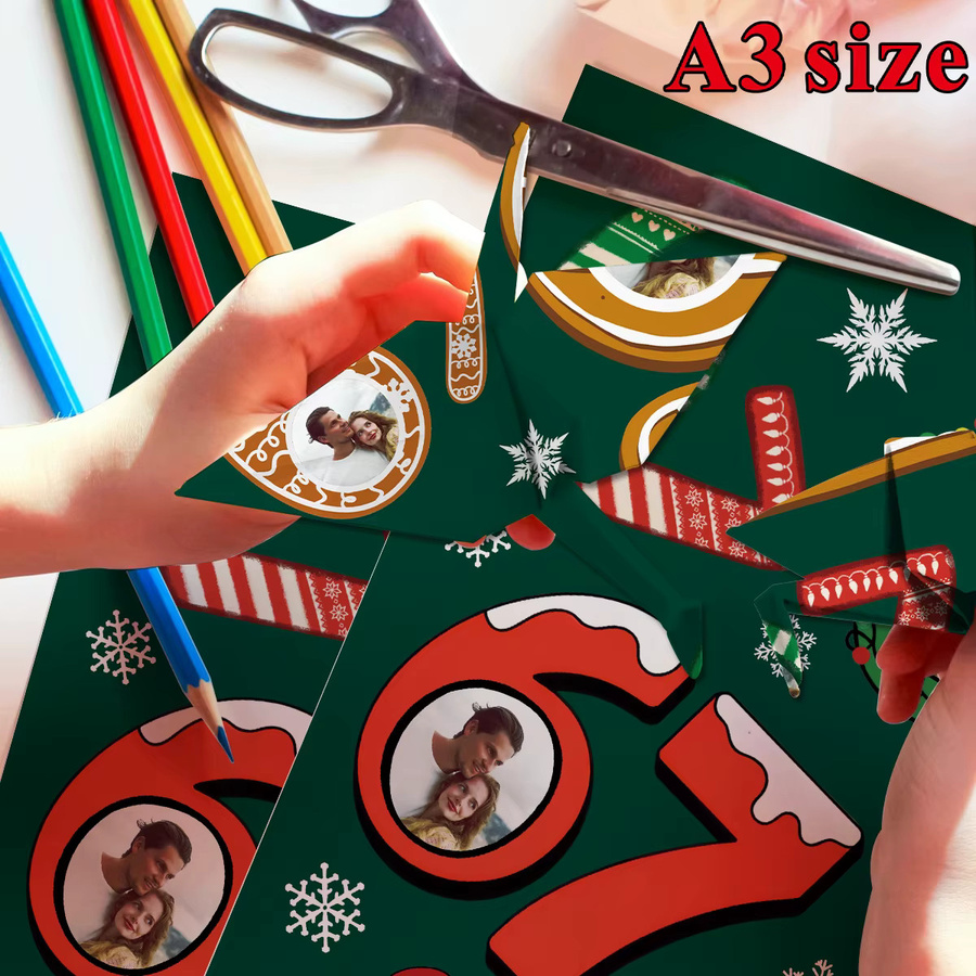 3 Blatt individuelles Foto-Geschenkpapier mit grünem Design für Weihnachten, Geburtstage und Partys - Bild 5