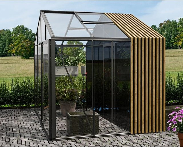 Bloomcabin Gewächshaus Klassik mit integriertem Stauraum und Sicherheitsglas in Schwarz mit Accoya-Fusion GHCSSAF9 - Bild 1