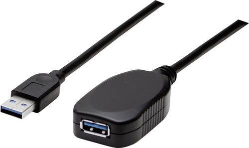 Manhattan USB-Kabel USB 3.2 Gen1 mit USB-A Stecker und USB-A Buchse, 5,00 m, Schwarz - Bild 1
