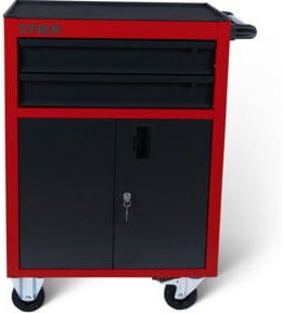 Stier Werkstattwagen Basic Kompakt in Schwarz-Rot mit Kunststoffabdeckung und Arbeitsplatte - Bild 1