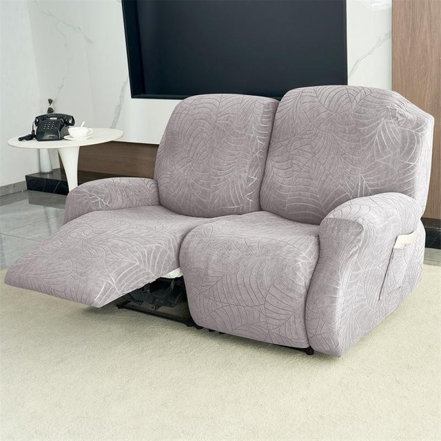 Wasserabweisende Jacquard Sesselbezüge für 1-3 Sitzer, elastische und rutschfeste Sofaschutzhüllen in Grau mit floralem Design - Bild 1