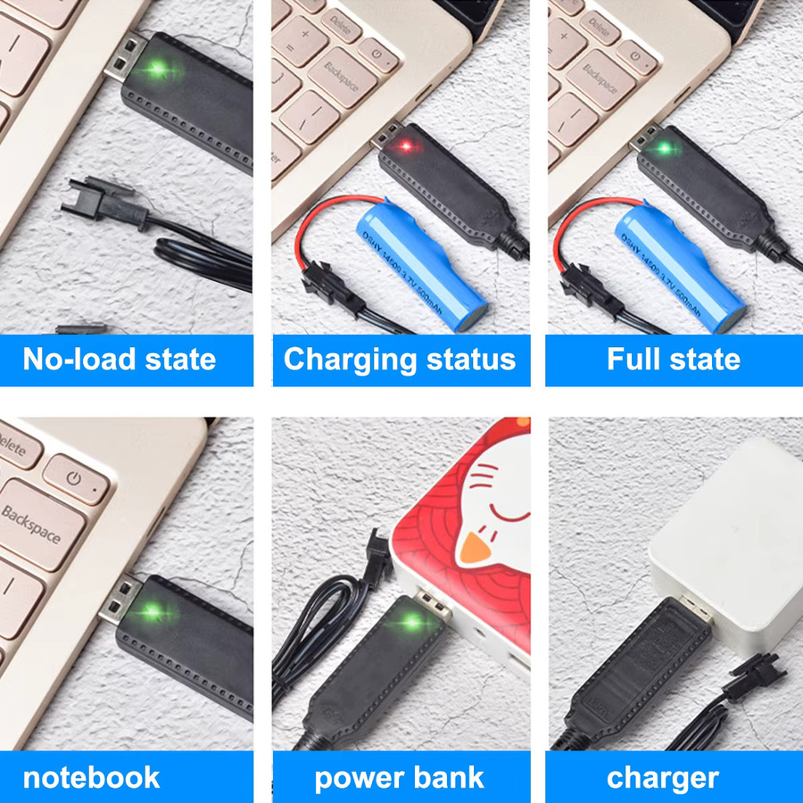 FONKEN USB-Ladekabel für 3,7V Lithium-Akkus mit SM-2P Anschluss in Schwarz - Bild 2