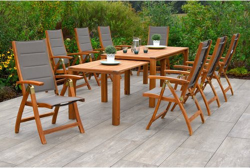 Merxx Acapulco Gartenmöbelset aus Akazienholz und Textil in Grau und Braun mit Ausziehtisch B: 185 cm, T: 90 cm - Bild 1