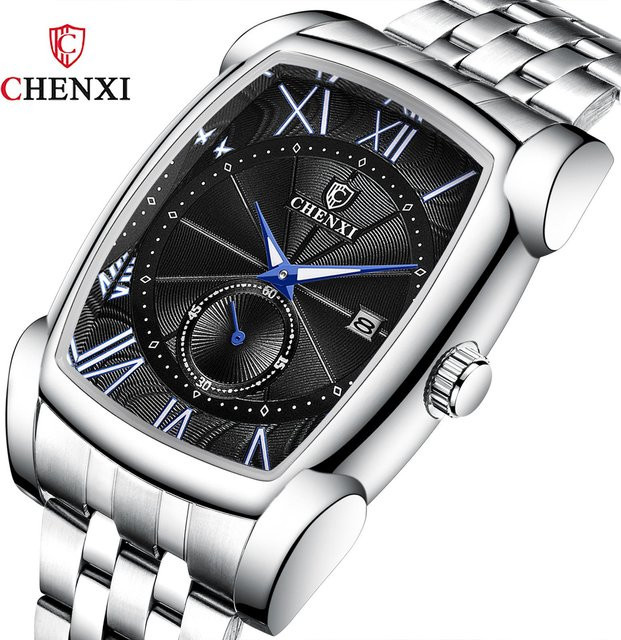 CHENXI Armbanduhr, Quarz, Aluminium, Edelstahl, Leder, Schwarz, Herren - Bild 1