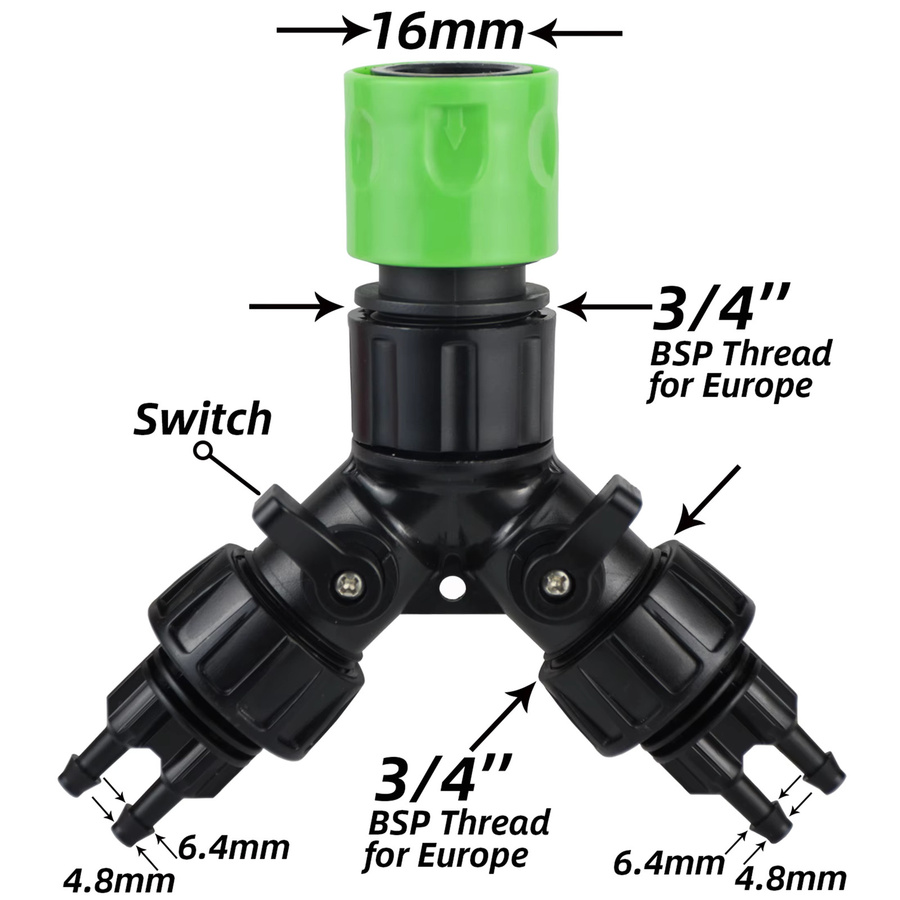 KESLA Tropfbewässerungs-Wasserhahn-Adapter mit 2-Wege- und 4-Wege-Splitter für 1/4 Zoll Schläuche und automatische Bewässerungssysteme - Bild 2