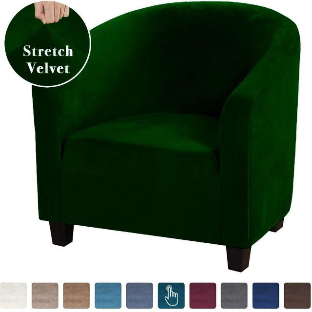 RTTIME Sofabezug aus Samt in Dunkel Cyan, elastischer und rutschfester Stretch-Möbelschutz für Sessel und Couches - Bild 1