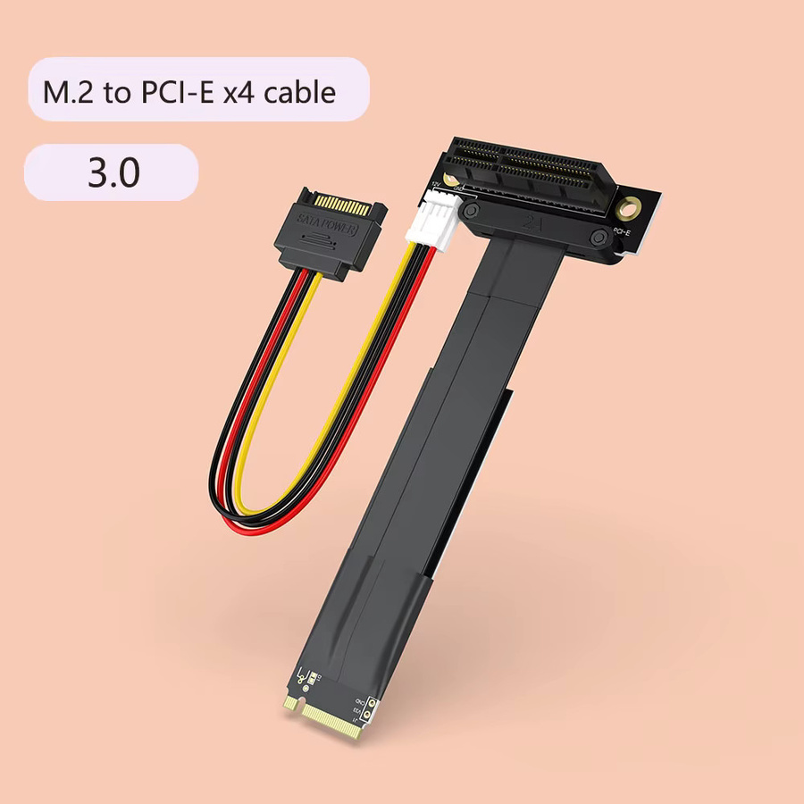 haoyexin M.2 NVMe SSD-Verlängerungskabel M.2 auf PCI-Express 3.0 x4 M-Key Riser-Karte in Schwarz für M.2 2230 2242 2260 2280 SSD - Bild 2