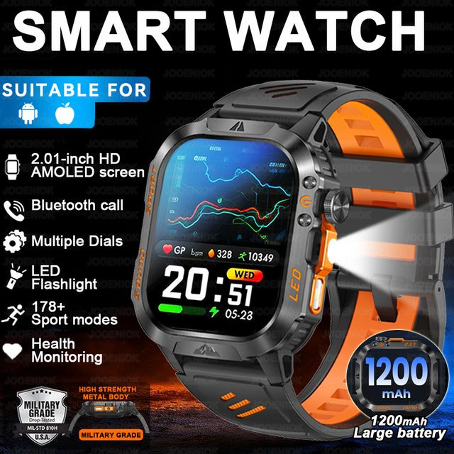 ChiBear Smartwatch, GPS, Silikon, Schwarz, Herren, 3 ATM, 2,01 Zoll - Bild 1