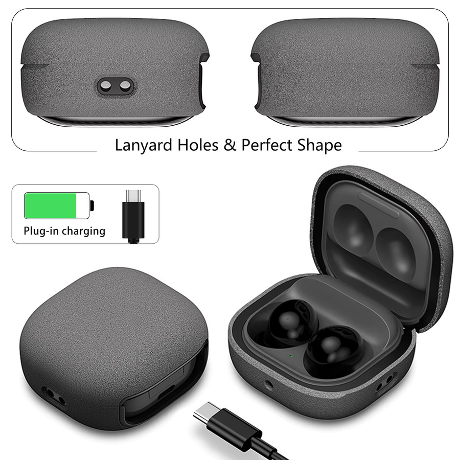 Vogue Fiber Stripe Schutzhülle mit Trageband für Samsung Galaxy Buds FE, Buds Pro, Buds2 Pro, Buds Live und Buds2 in Grün und Grau - Bild 4
