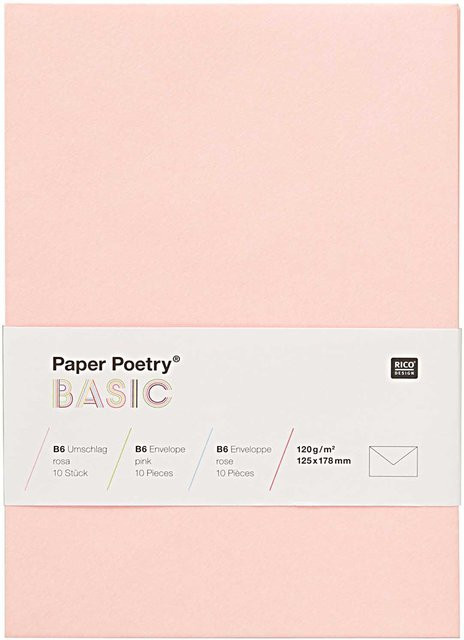 Rico Design Paper Poetry Kuvert Basic B6, 10 Stück, Rosa - Bild 1