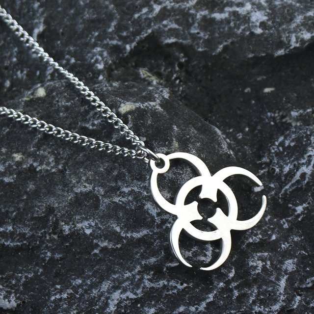 YiYuYiHua Anhänger-Halskette, Edelstahl, Silber, Unisex - Bild 1