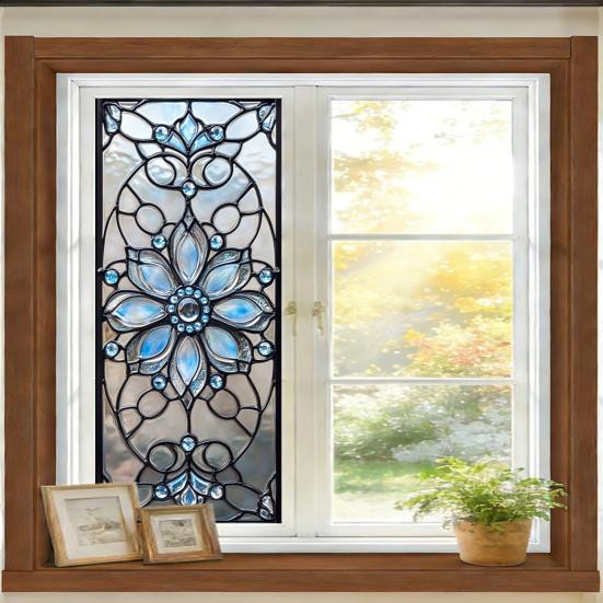 Shituqun Fenster Sichtschutzfolie mit floralem Design in Multicolor, abnehmbare Sonnenschutzfolie aus PVC für Wohnzimmer, Schlafzimmer und Küche - Bild 4