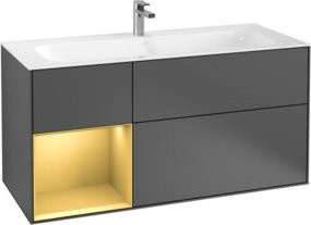 V&B Finion Waschtischunterschrank mit Wandbeleuchtung, Anthrazit, B: 119,6 cm, T: 49,8 cm - Bild 1