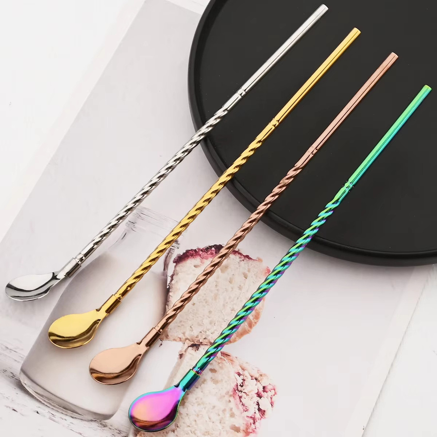 Zoseil 8er Set Edelstahl Trinkhalme mit Löffel als 2-in-1 Strohhalm Set in Silber und Multicolour für Milchshakes, Cocktails, Kaffee und Säfte - Bild 3