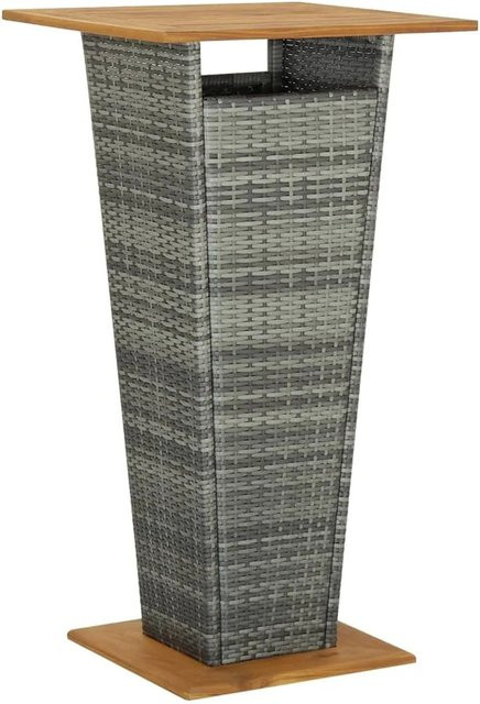 vidaXL Bartisch in Grau aus Poly Rattan und Akazienholz, B/T/H: 60 x 60 x 110 cm - Bild 1