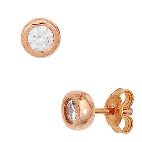 Colfem Ohrstecker 925 Silber, Roségold vergoldet, Zirkonia - Bild 1