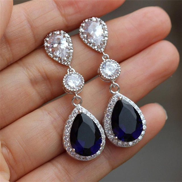 YIRAN Jewelry Tropfenohrringe, Zirkonia, Silber, Kupfer, Damen - Bild 1