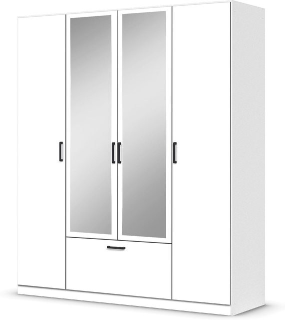 Kleiderschrank HARPER RELIZANE in Weiß und Grau, moderner Schrank mit Spiegeltüren und Schubladen, B/T/H: 181 x 54 x 210 cm - Bild 1