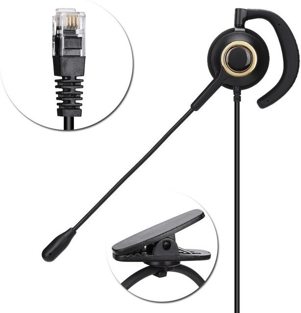 Honor Electronics H1000-RJ9 Crystal Head Noise Cancelling Call Center Headset mit RJ9 Anschluss in Schwarz - Bild 1