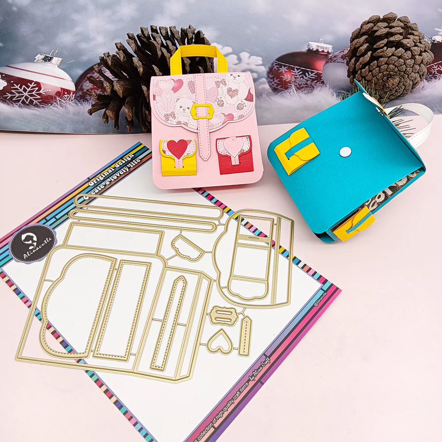 Alinacutle Metallstanzform Mini-Rucksack in Gold für DIY-Papierhandwerk und Grußkarten - Bild 2