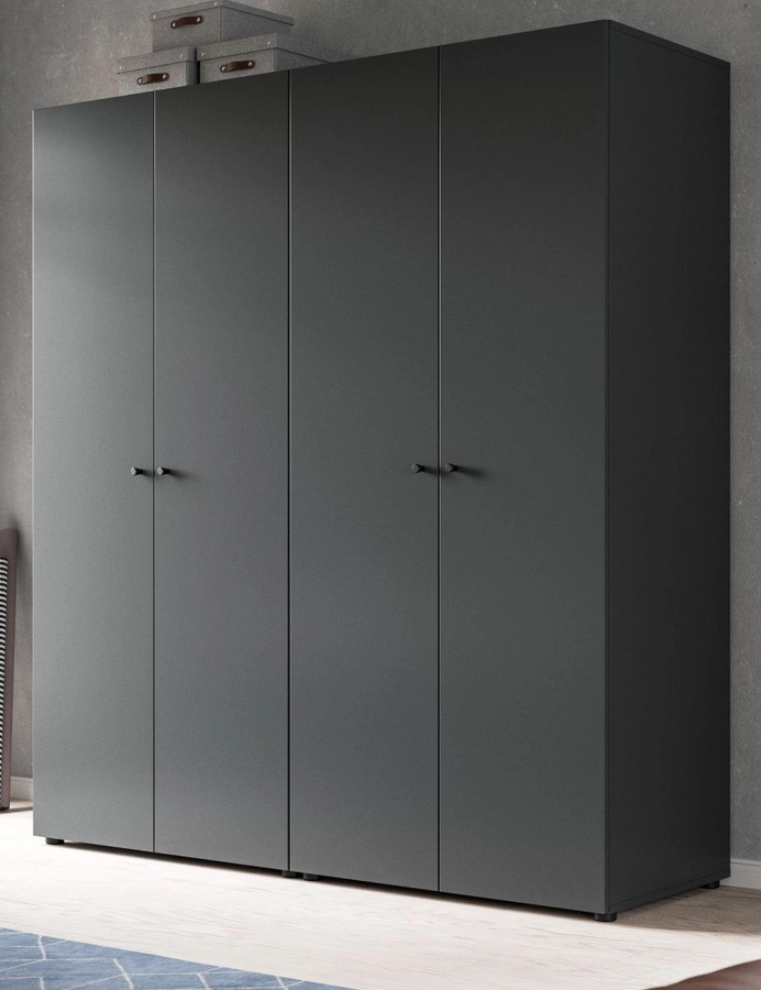 4-türiger Kleiderschrank Carter in Grau, modern und matt, B/H: 160 x 176 cm - Bild 1