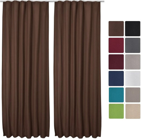 Beautissu Amelie Thermovorhang mit Kräuselband, 2-teiliges Set, Braun, Breite: 140 cm, Höhe: 245 cm