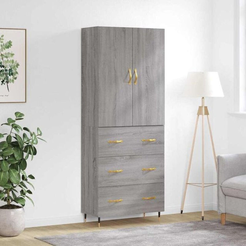 Vidaxl Highboard Modern in Grau aus Holzwerkstoff und Metall, B/T/H: 69,5 x 34 x 180 cm - Bild 1