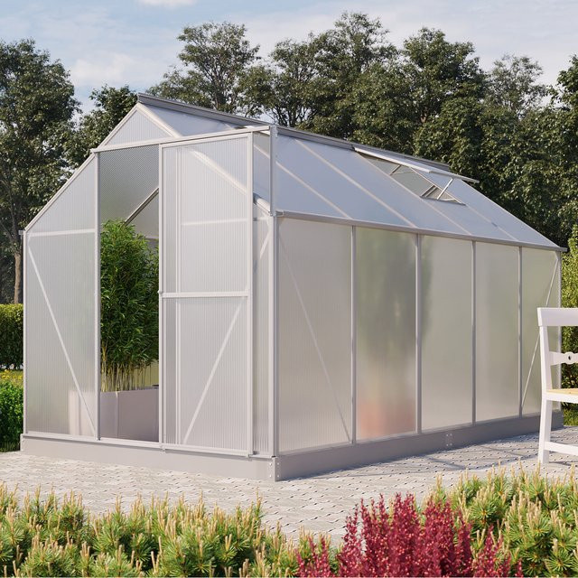 Vitavia Gewächshaus Eos 7500 aus Aluminium in Silber mit 7,5 m² Fläche und transparentem Polycarbonat-Dach - Bild 1