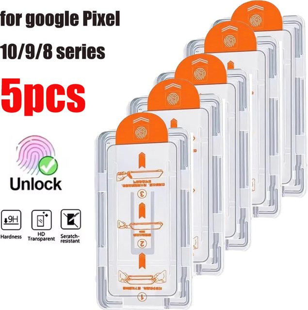 Displayschutzfolie mit oleophober Beschichtung und Installationswerkzeug für Google Pixel 9 Pro XL, 10 Pro XL, 8 Pro, 9A, 8A, 7A, 6A in Transparent - Bild 1