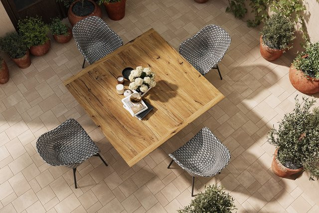 Hartman Delphine Garten-Essgruppe aus Aluminium, Kunststoff und Teakholz in Schwarz, Weiß und Anthrazit, B/T: 150 x 150 cm - Bild 1