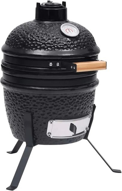 vidaXL 2-in-1 Kamado-Grill Smoker aus Keramik in Schwarz mit 56 cm Durchmesser - Bild 1
