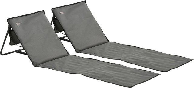 Outsunny 2er-Set Strandliegen aus grauem Oxford-Polyester und pulverbeschichtetem Stahl, B/H/L: 51 x 40 x 142 cm - Bild 1