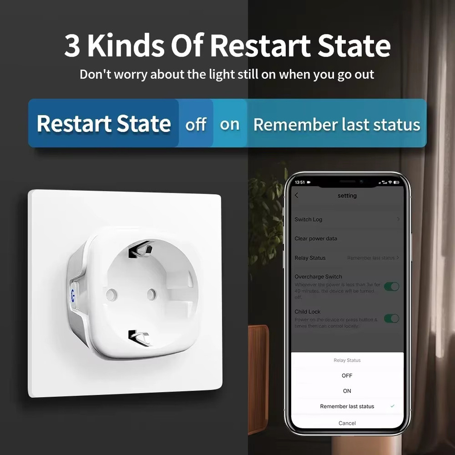 TNCE Smart Steckdose mit Power Monitor für Tuya Smart Life App, WiFi oder Zigbee 3.0, EU Stecker 16/20A, Weiß, kompatibel mit Alexa und Google Home - Bild 5
