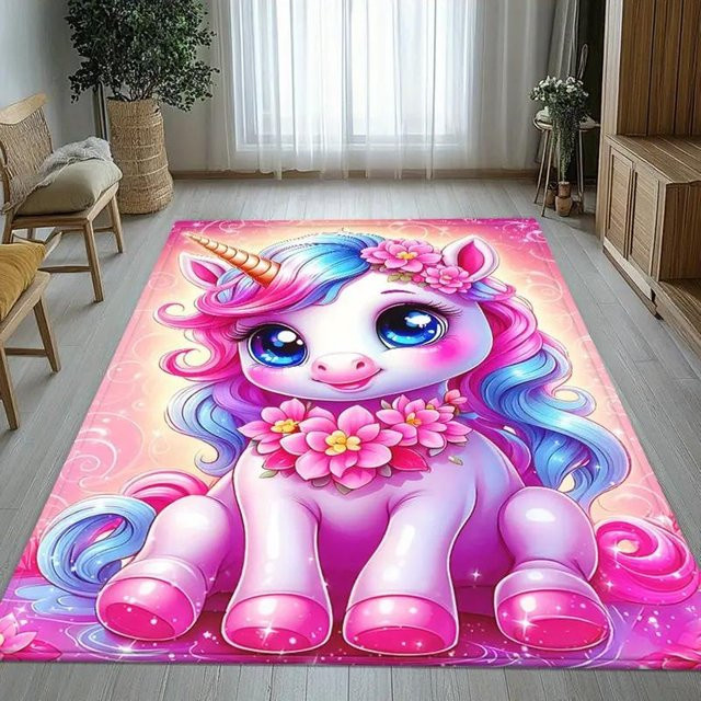 Lodestar Regenbogen Einhorn Teppich für Kinderzimmer und Wohnzimmer, Mehrfarbig, B/T: 120 x 160 cm - Bild 1
