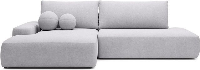Vente-unique Schlafsofa Daviso in Lichtgrau mit L-Form und Stoffbezug, Breite: 276 cm - Bild 1