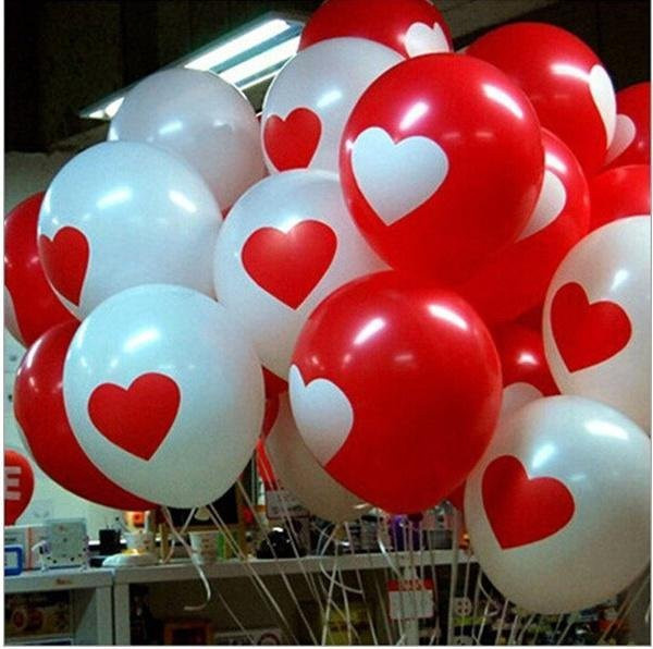 10er Set Royallove Herz-Latexballons in Rot und Weiß für Valentinstag und Hochzeit - Bild 1