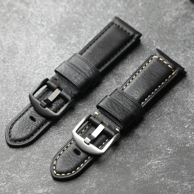 Raystray Uhrenarmband Leder, Schwarz, Herren - Bild 1