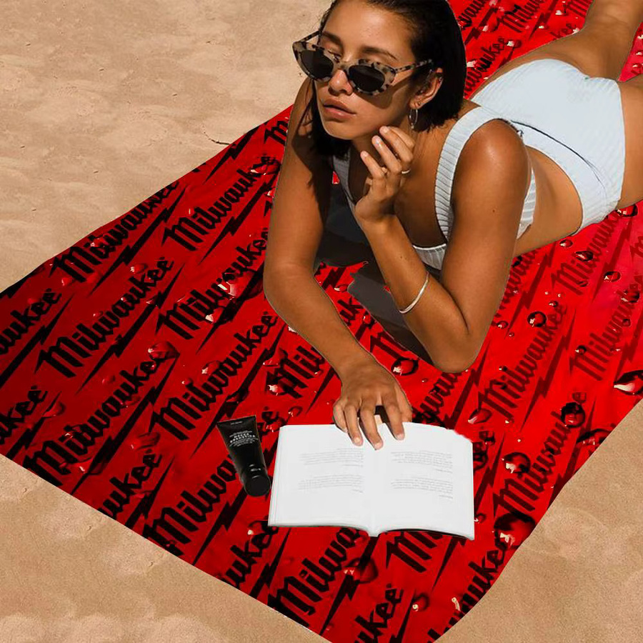 M-Milwaukee Mikrofaser-Strandtuch in Rot für Yoga, Schwimmen und Sport - Bild 2