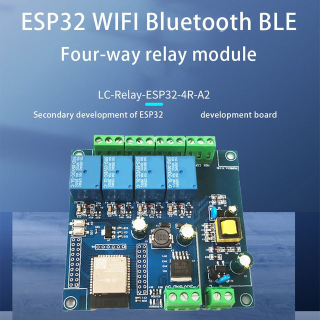 Gaqqee ESP32 WLAN und Bluetooth BLE Vierkanal-Relaismodul mit ESP32-WROOM Entwicklungsboard und AC/DC-Stromversorgung - Bild 1