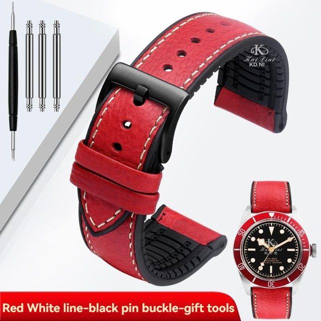 PulsePeak Uhrenarmband Leder, Schwarz, Herren - Bild 1