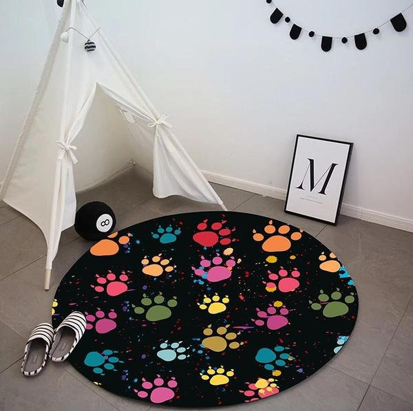Runder Lernteppich für Kinder von BestDream007 mit Cartoon-Elefant-Muster, waschbar und rutschfest, Durchmesser: 60 cm - Bild 1