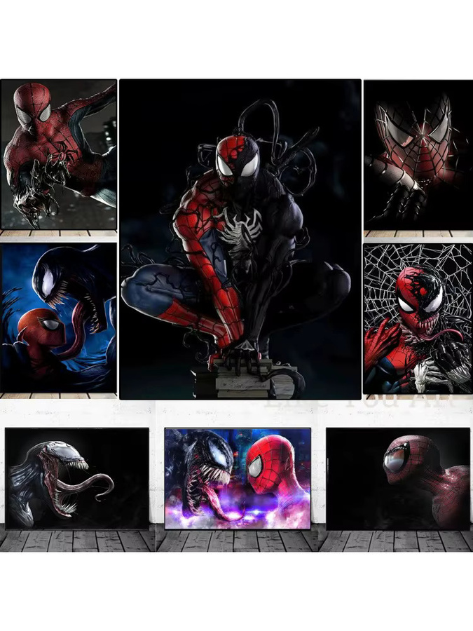 Beast Kingdom Marvel Comics Poster Venom und Spiderman Symbionte HD-Druck Multicolor - Bild 2