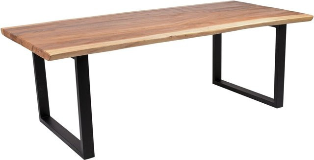DELUKE Esstisch TESSA aus Suarholz mit Baumkante und Metallgestell in Schwarz, B/T/H: 220 x 100 x 75 cm - Bild 1