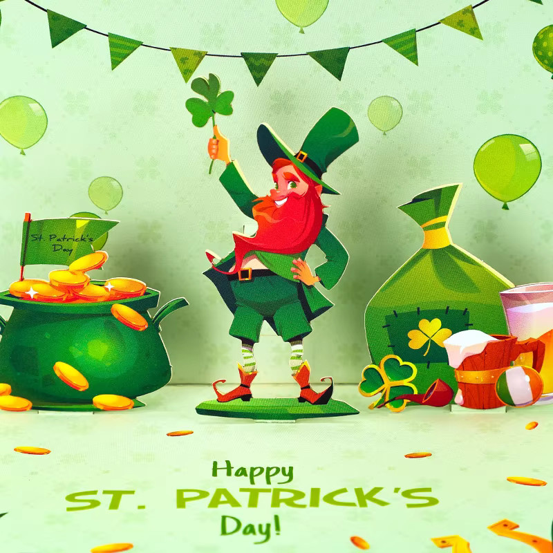 Opjoys Pop-up-Karte Irland St. Patrick's Day in Goldfolie - Bild 2