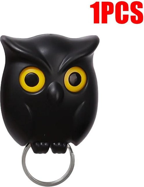 Magnetischer Eulen-Schlüsselhalter von Mango Event, selbstklebender Schlüsselaufhänger in Schwarz - Bild 1